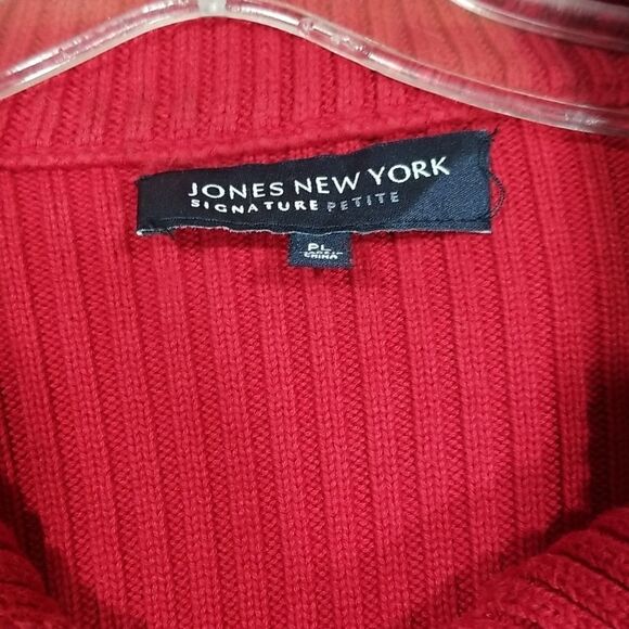 Jones New York Cardigan Women's P Large Red  Knit Long Sleeve Full Zip Office - Picture 8 of 9